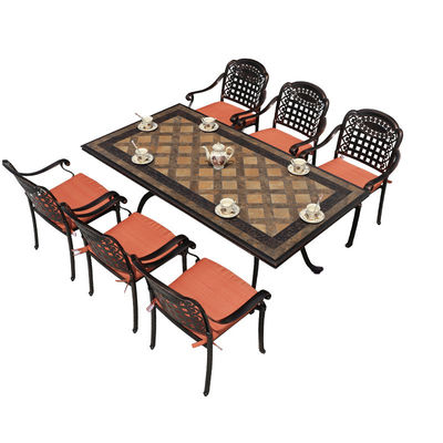 Aluminium 6 Sitzplätze Gartenmöbel Schwarz 18in 6 Personen Patio Tisch