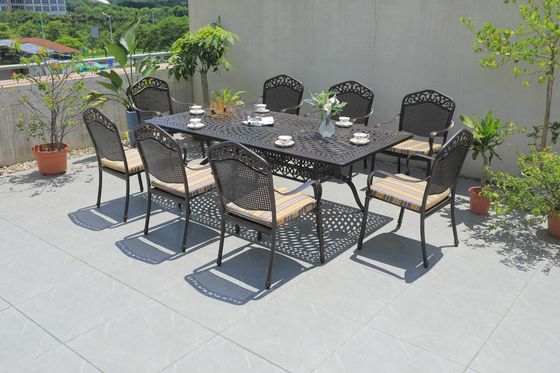 Schwarz / Creme Rattan Aluminium Outdoor Esszet