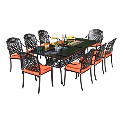 Outdoor-Tisch und Stühle aus gegossenem Aluminium (Sitzplätze für 2-10 Personen)