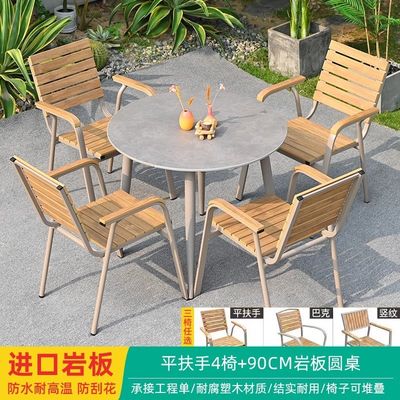 Waschbarer 6 Sitzender Patio Set Wasserdichtes Polyholz Außentisch und Stühle